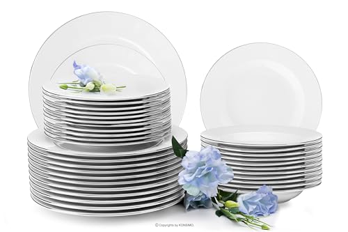 konsimo Geschirrset 12 Personen - MUSCARI 36-tlg Set - Tafelservice - Service & Geschirrsets - Service Set Familie - Speiseteller, Dessertteller und Suppenschalen - Platinlinie von k. konsimo.