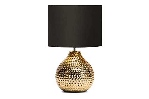 konsimo NIPER Tischlampe - Schreibtischlampe für Wohnzimmer, Schlafzimmer und Flur - Tischleuchten Leselampe - Desk Lamp - Lampen Bürolampe Schwarz und Gold von k. konsimo.