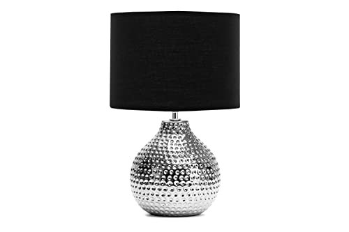 konsimo NIPER Tischlampe - Schreibtischlampe für Wohnzimmer, Schlafzimmer und Flur - Tischleuchten Leselampe - Desk Lamp - Lampen Bürolampe Schwarz und Silber von k. konsimo.