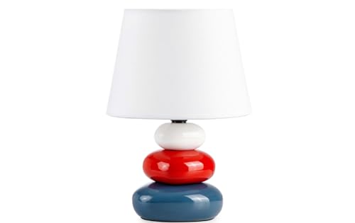 konsimo SALU 1 Stück Tischlampe - Schreibtischlampe für Wohnzimmer, Schlafzimmer und Flur - Tischleuchten Leselampe - Desk Lamp - Lampen Bürolampe - Blau/Rot/Weiß - Table Lamp von k. konsimo.