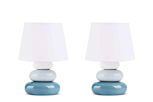 konsimo SALU 2er Set Tischlampe - Schreibtischlampe für Wohnzimmer, Schlafzimmer und Flur - Tischleuchten Leselampe - Desk Lamp - Lampen Bürolampe - Blau - Table Lamp von k. konsimo.