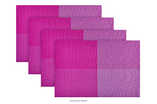 konsimo Tischset Abwaschbar- 4er Set - Patzset 30x45 cm - Platzdeckchen Abwaschbar - Tisch Untersetzer -Rosa/Violett von k. konsimo.