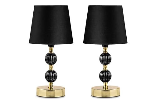 konsimo VULGA Tischlampe 2er Set - Schreibtischlampe für Wohnzimmer, Schlafzimmer und Flur - Tischleuchten Leselampe - Desk Lamp - Lampen Bürolampe Schwarz und Gold von k. konsimo.