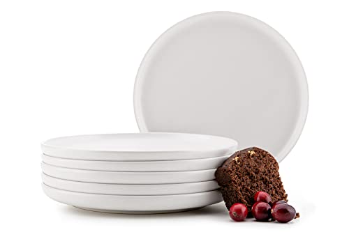 Konsimo. Frühstücksteller für 6 Personen - Dessertteller aus Keramik - Set Kuchenteller 6er - VICTO Moderne Kleine Teller - 20 cm - Weiß von k. konsimo.