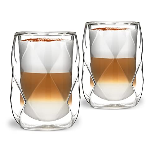 konsimo. GEO Doppelwandige Kaffeegläser Cocktailgläser Wassergläser Teeglas Teegläser Tasse - 250 ml Durchsichtig 2er set von k. konsimo.
