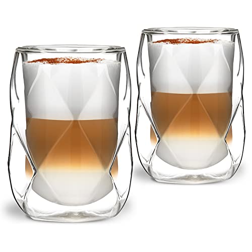 konsimo. GEO Doppelwandige Kaffeegläser Cocktailgläser Wassergläser Teeglas Teegläser Tasse - 350 ml Durchsichtig 2er set von k. konsimo.