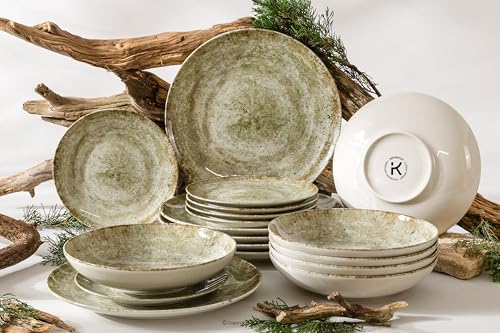 konsimo. Geschirr Set Kombi 6 Personen – Erato Teller Set Modern 18 Teilig – Tafelservice aus Hartporzellan - Service & Geschirrsets - Spülmaschinen - Service Set für Familie - Geschirr - Beige von k. konsimo.