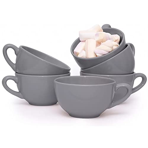 konsimo LUPIN Tasse 6er Set – Teetasse 320 ml – Kaffeetassen – Tassen Set – Steingut - Cappuccino Tasse Grau von k. konsimo.