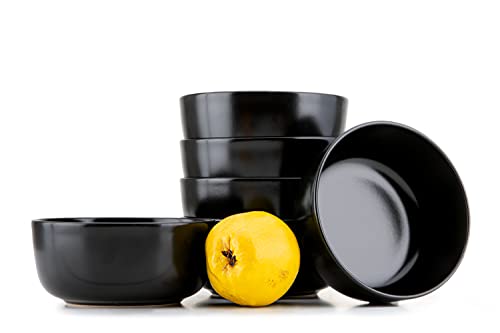 Konsimo. Elegant Schalen Set 6er - VICTO Müslischalen - Suppenschalen Schüssel aus Keramik - Modern Servierschale und Salatschüssel - 14,5 cm - Schwarz von k. konsimo.