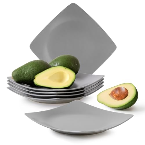 Konsimo. Speiseteller Set für 6 Personen - EPIRI Tellerset aus Keramik - Teller Set 6er - Spülmaschinen - Mikrowellengeeignet - Moderne Großer Essteller - 25x25cm - Grau von k. konsimo.