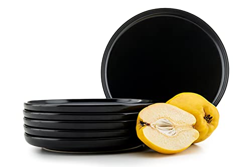 Konsimo. Speiseteller Set für 6 Personen - VICTO Tellerset aus Keramik - Teller Set 6er - Spülmaschinen - Mikrowellengeeignet - Moderne Großer Essteller - 27 cm - Schwarz von k. konsimo.