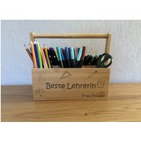stiftebox Mit Griff - Personalisiert Geschenk Für Schüler Oder Zum Abschied Für Lehrer Und Lehrerin Motive Nach Wunsch von kKwBerlin