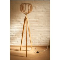 Tripod Stehlampe Dreibein Retro 60 - 70Iger Design Laub Holz Floor Lamp Wood von kOnzeptreyhe