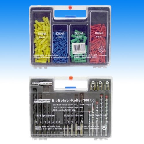 HEIMWERKER-SET 300-teiliges Bohr- und Dübel-Set Bohrer Dübel Stein Holz HSS von ka