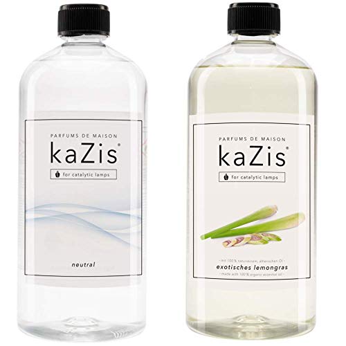 KAZIS® I Duft-Set Neutrale Essenz + Lemongras I 2 x 1 Liter I Für Alle Katalytischen Lampen geeignet I von KAZIS