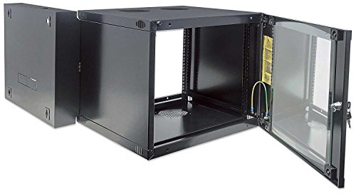 Kab24® Netzwerkschrank mit Schwenkrahmen Serverschrank Wandhehäuse Netzwerk Wandschrank Wandverteiler SOHO Schrank schwarz 19 Zoll 15 HE H:72,5 x B:54 x T:45cm von kab24