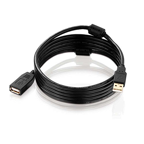 kab24® USB Verlängerungskabel A Stecker auf A Kupplung Stecker HQ schwarz, Ferrit, vergoldet AWG 28/24 von kab24