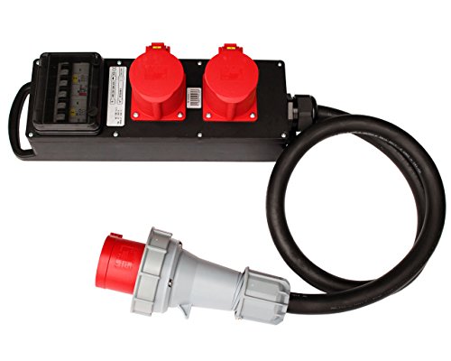 CEE Stromverteiler Vollgummi 63A /400V zu 2x 32A Baustromverteiler Adapter NEU von ETF