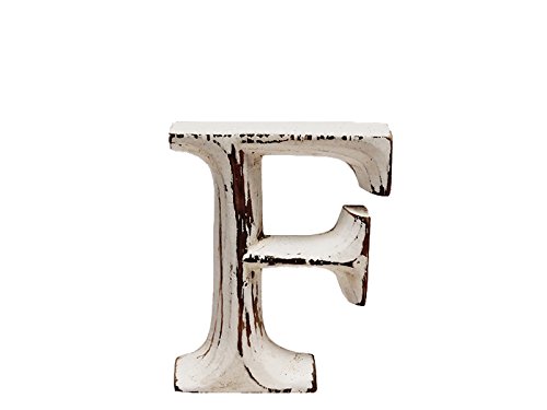 kadoh Holzbuchstabe F (8 cm) zum Aufstellen Handgemachte Buchstaben aus Holz im Vintage-Look als Deko (Creme-Weiß Vintage) von kadoh