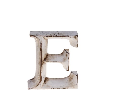 kadoh Holzbuchstabe E (8 cm) zum Aufstellen Handgemachte Dekobuchstaben aus Holz im Vintage-Look, Shabby chic Style (Creme-Weiß Vintage) von kadoh