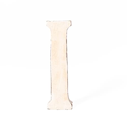kadoh Holzbuchstabe I (20 cm) zum Aufstellen Handgemachter Buchstabe aus Holz im Vintage-Look als Deko (Creme-Weiß Vintage) von kadoh