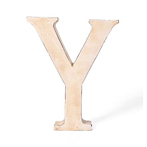 kadoh Holzbuchstabe Y (20 cm) zum Aufstellen Handgemachter Buchstabe aus Holz im Vintage-Look als Deko (Creme-Weiß Vintage) von kadoh