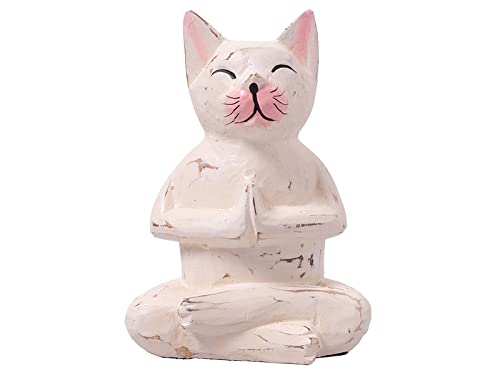 kadoh Kantenhocker Tier (Buddhakatze) 16 cm • Deko-Figur aus Holz für Wohnzimmer • Handgemachte Holztiere von kadoh