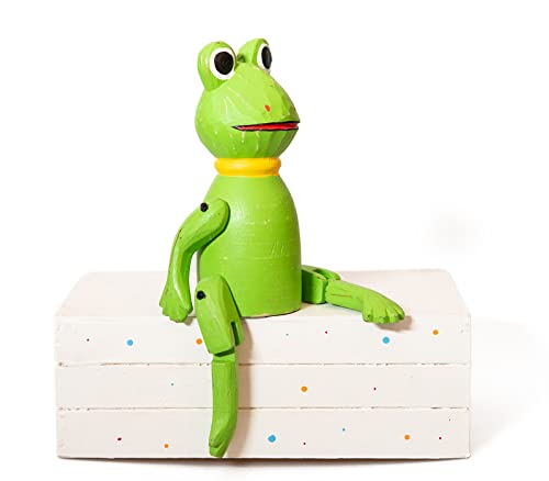 kadoh Kantenhocker Tier (Frosch) 23 cm • Deko-Figur aus Holz für Wohnzimmer • Handgemachte Holztiere von kadoh