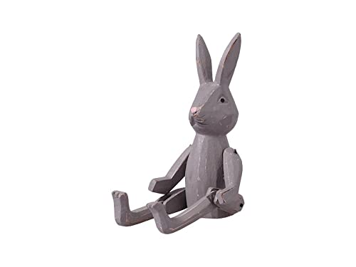 kadoh Kantenhocker Tier (Hase-grau) 16 cm • Deko-Figur aus Holz für Wohnzimmer • Handgemachte Holztiere von kadoh