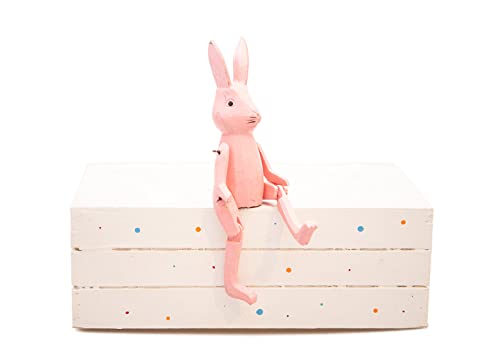 kadoh Kantenhocker Tier (Hase-pink) 16 cm • Deko-Figur aus Holz für Wohnzimmer • Handgemachte Holztiere von kadoh