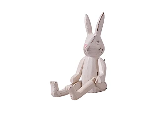 kadoh Kantenhocker Tier (Hase-weiß) 16 cm • Deko-Figur aus Holz für Wohnzimmer • Handgemachte Holztiere von kadoh