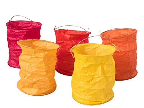 kadoh Papier-Lampions (5 St.) • Lichtertüten in Rot & Orange • Partydeko für Hochzeit, Halloween, Fasching • Größe M von kadoh