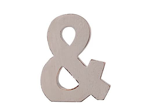 kadoh Zeichen & aus Holz (12 cm) zum Aufstellen • Handgemachte Holzbuchstaben in Vintage-Look als Deko (Hellgrau) von kadoh