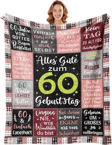 kaileFURN 60 Geburtstag Geschenk Kuscheldecke für Frauen Manner, 60. Geburtstagsgeschenk Freundin Beste Schwester Geschenke zum kaileFURN 60 Geburtstag Geschenk Kuscheldecke für Frauen Manner, 60. Geburtstagsgeschenk Freundin Beste Schwester Geschenke zum von kaileFURN