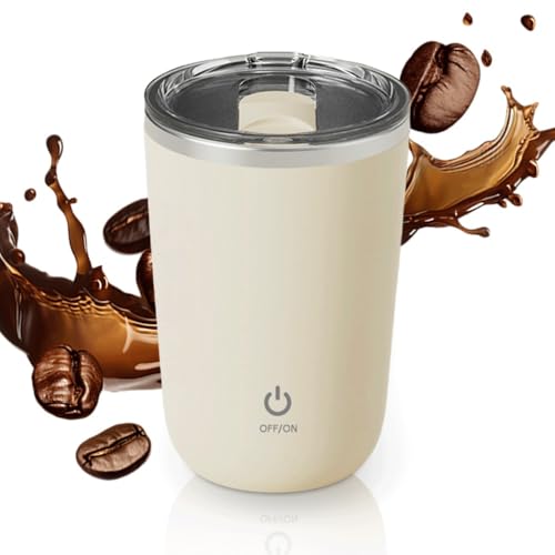 kailisi Automatic Magnetic Stirring Coffee Mug, 2025 Neuestes Elektrische Rühren magnetische 350 ml Kaffeetasse, USB Wiederaufladbar Selbstrührende Waschbar Kaffeetasse mit Deckel (Beige) von kailisi