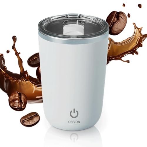 kailisi Automatic Magnetic Stirring Coffee Mug, 2025 Neuestes Elektrische Rühren magnetische 350 ml Kaffeetasse, USB Wiederaufladbar Selbstrührende Waschbar Kaffeetasse mit Deckel (Weiß) von kailisi