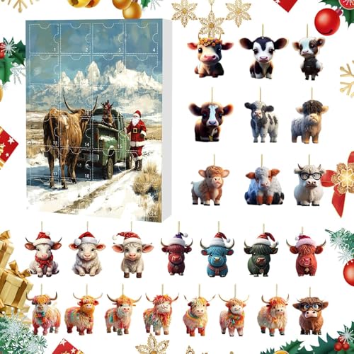 kaiop 24 Tage Hochlandrind Weihnachts Adventskalender,24-Tägiger Weihnachts Kuh Schmuck Countdown Kalender | 2D Acryl Tieranhänger Für Kinder Und Erwachsene Als Partygeschenk Baumdekoration Auto kaiop 24 Tage Hochlandrind Weihnachts Adventskalender,24-Tägiger Weihnachts Kuh Schmuck Countdown Kalender | 2D Acryl Tieranhänger Für Kinder Und Erwachsene Als Partygeschenk Baumdekoration Auto von kaiop