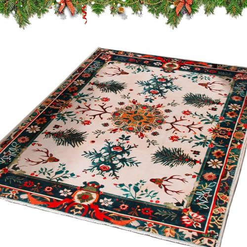 kaiop Christmas Carpet | Indoor Teppich Weihnachtsbereich Vorleger | Heimtextilie mit Tannenbaum Schneeflocke Rentier für Wohnheim Schlafzimmer | Gästehaus Apartment Sofa Seitenteil kaiop Christmas Carpet | Indoor Teppich Weihnachtsbereich Vorleger | Heimtextilie mit Tannenbaum Schneeflocke Rentier für Wohnheim Schlafzimmer | Gästehaus Apartment Sofa Seitenteil von kaiop