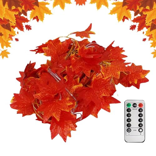 kaiop Herbstlichterkette - USB Batterie Lichterkette Herbstdekoration Mit Timer | Deko Beleuchtung Fernbedienung Ambiente 8 Modi - Innenbereich Außenbereich Wohnzimmer Schlafzimmer Büro Wanddekor von kaiop