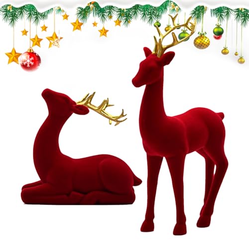 kaiop Rentier Weihnachtsdeko | Flor Rentier Figuren - 2 Stücke Stehend Sitzend Skulptur Rot Grün Ästhetisch Elch für Party Nachttisch Kamin Arbeitsplatz Deko kaiop Rentier Weihnachtsdeko | Flor Rentier Figuren - 2 Stücke Stehend Sitzend Skulptur Rot Grün Ästhetisch Elch für Party Nachttisch Kamin Arbeitsplatz Deko von kaiop