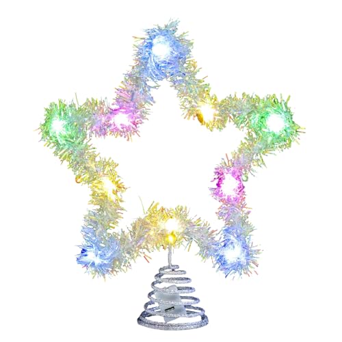 kaiop Weihnachtsbaum Spitze Stern Mit LED Licht,Glitzernde Baumspitze Mit LED Beleuchtung | Festliche Saisonale Deko Für Wohnzimmer Schlafzimmer Büro Bar Shop,Neujahrsfeier Dekoration von kaiop