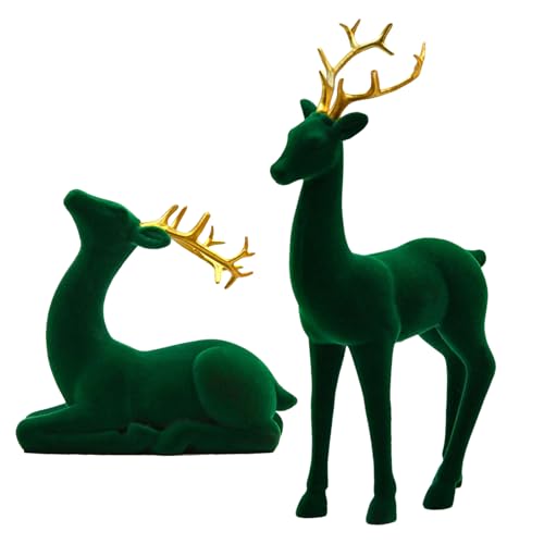 kaiop Weihnachtshirsch | Beflockte Rentier-Figuren - 2 Stück Rote Und Grüne Ästhetische Stehende Und Sitzende Hirsch Statue Für Wohnzimmer Arbeitsplatz Nachttisch kaiop Weihnachtshirsch | Beflockte Rentier-Figuren - 2 Stück Rote Und Grüne Ästhetische Stehende Und Sitzende Hirsch Statue Für Wohnzimmer Arbeitsplatz Nachttisch von kaiop