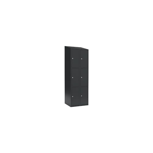 kaiserkraft | 3er-Schließfachschrank Fydor | 2 Abteile | grau | B 600 mm | 2 Abteile | schräge Dachform | Zylinderschloss von kaiserkraft