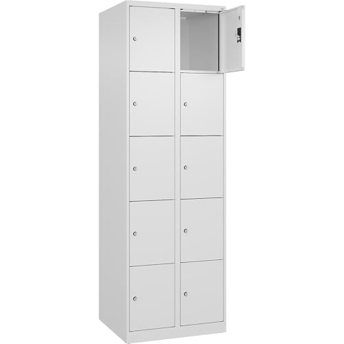 kaiserkraft | 5er-Schließfachschrank Evolo Plus | 2 Abteile | weiß | B 600 mm | 10 Fächer | mit Bodengleitern | Zylinderschloss kaiserkraft | 5er-Schließfachschrank Evolo Plus | 2 Abteile | weiß | B 600 mm | 10 Fächer | mit Bodengleitern | Zylinderschloss von kaiserkraft