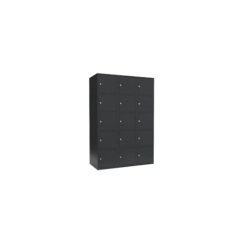 kaiserkraft | 5er-Schließfachschrank Fydor | 3 Abteile | grau | B 1200 mm | 3 Abteile | Flache Dachform | Zylinderschloss von kaiserkraft