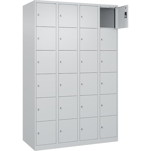 kaiserkraft | 6er-Schließfachschrank Evolo Plus | 4 Abteile | lichtgrau | B 1200 mm | 24 Fächer | mit Bodengleitern | Zylinderschloss von kaiserkraft
