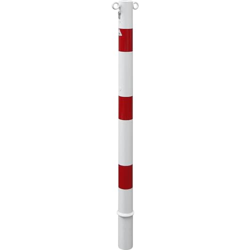kaiserkraft | Absperrpfosten | Ø 60 mm | weiß/rot | herausnehmbar mit Profilzylinder | mit 2 Ösen von kaiserkraft
