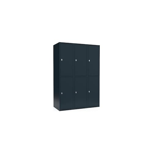 kaiserkraft | Doppelstock-Spind Fydor | 3 Abteile | grau | B 1200 mm | 3 Abteile | Flache Dachform | Vorhängeschloss von kaiserkraft