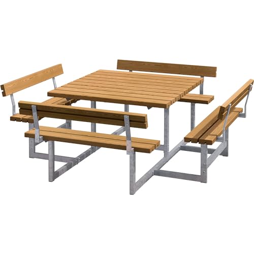 kaiserkraft | Gruppensitzbank für 8 Personen | LxT 2240 x 2240 mm | mit 4 Rückenlehnen | Teak von kaiserkraft