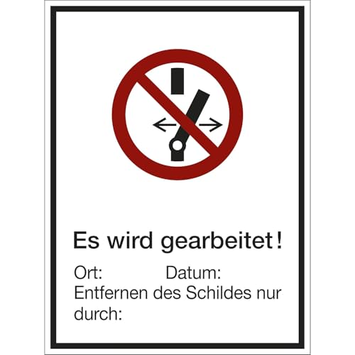 kaiserkraft | Kombizusatzschild mit Text für Verbotszeichen | Nicht schalten! Es wird gearbeitet! | VE 10 Stk | Magnetfolie | LxHxT 150 x 200 x 0,85 mm von kaiserkraft